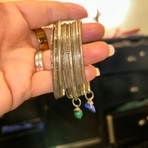 Elegant Silver Bangle Set with Charms